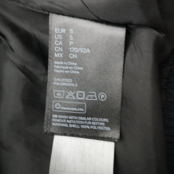 H&M Men's Size Small Navy Lined Puffy Hooded Zipper & Snap Closure Bomber Jacket - Picture 6 of 9